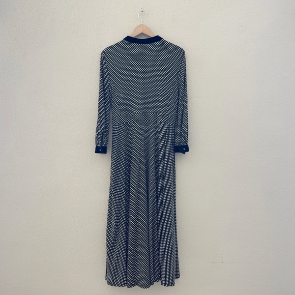 Tory Burch Anja Midi Dress A Line Velvet Silk Black Jazz Dot Classic Dressy XL - Picture 7 of 15